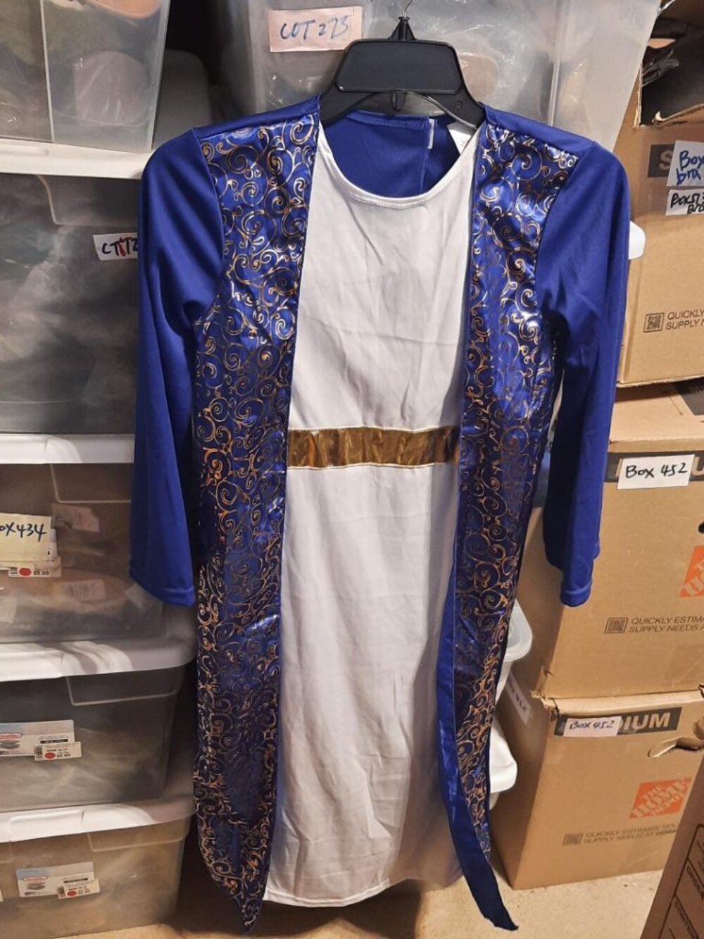 NEW ! Queen Esther Women Costume Blue Gold on White Size M No Cap